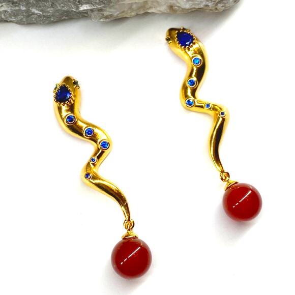 NEW Good Luck Serpent Dangle Earrings - Picture 1 of 13